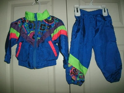 Bambini vintage taglia 18 mo. Tuta Wind Track con top full zip e fondo pull on blu - Immagine 1 di 3