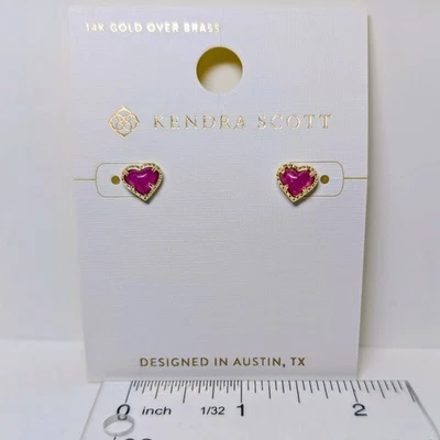 Vidrio fucsia Kendra Scott Anna Gold Stud Foto 1 de 3