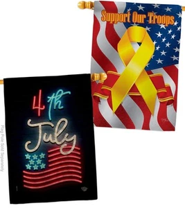 Lightful 4th July Burlap House Flag - Pack Patriotic Fourth of Independence D... - Picture 1 of 9