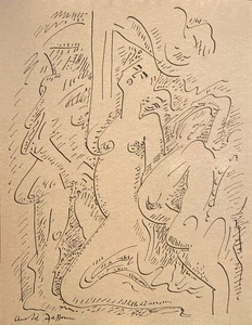 Andre Masson, Surreal Figures 2, Ink Drawing on Paper - Picture 1 of 3