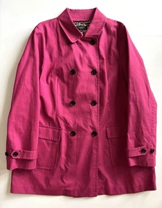 Talbots Trench Coat Pea Coat Fuschia Pink Womens 18 Mid Length Cotton Lined - Picture 1 of 7