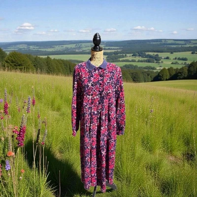 VTG Laura Ashley Floral Corduroy Dress Size 10 Cottagecore Victorian Cotton USA - Image 1 of 4
