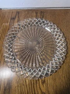 Piatto da portata vintage Anchor Hocking Waterford Waffle vetro trasparente 9,5" USA - Foto 1 di 4