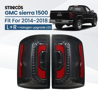 For 2014-2018 GMC Sierra 1500 Halogen Upgrade LED Black Tail Lights Left+Right - Image 1 of 4