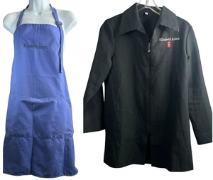 Lot/2 ELIZABETH ARDEN Jacket & Apron SMALL Uniform Top Pockets Cosmetics Counter - Picture 1 of 13