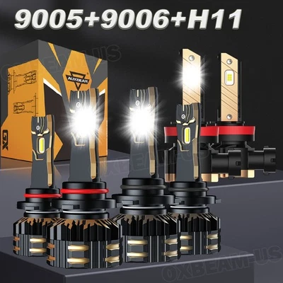 AUXBEAM Combo 9005+9006+H11 LED Headlight Bulbs Fog Driving Light 650% Brighter - Image 1 of 4