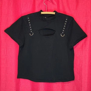 Hot Topic Damen Junior Top Öse Stehkragen Ausschnitt Kurzarm schwarz XL - Bild 1 von 12