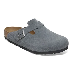 Zuecos Birkenstock Boston plantilla suave gamuza cuero gris basalto talla 39/8 8,5 nuevos con etiquetas - Imagen 1 de 6