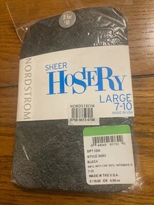 Nordstrom Sheer Hosiery Black Nylon Tights -Style 34003 Youth Large (7-10) - New - Picture 1 of 5