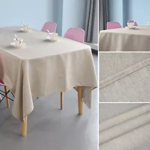 Extra große rechteckige Polyester Stoff beige Tischdecke waschbar Staubschutz - Bild 1 von 15