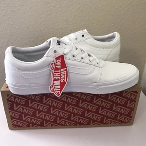 Vans Ward Shoes Women’s Size 11 Wide Width All White Low Top Sneakers - Picture 1 of 11