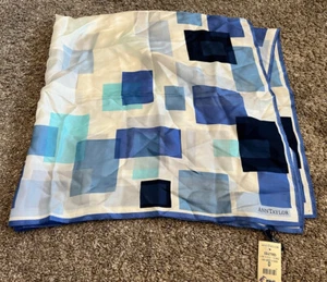 Vintage Square Scarf ANN TAYLOR 100% Silk PRINT 90s Japan Lightweight Geometric - Picture 1 of 6