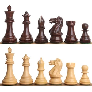 Set solo pezzi professionali scacchi Staunton 3,9" - palissandro ponderato e bosso - Foto 1 di 13