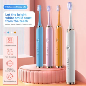 Cepillo de dientes eléctrico sónico USB recargable cepillo de dientes eléctrico con 3 cabezales de cepillo - Imagen 1 de 16