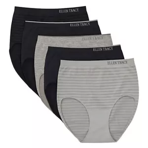 Ellen Tracy Women's 5-Pack Seamless Brief Size XXL Black/Sterling - Picture 1 of 4