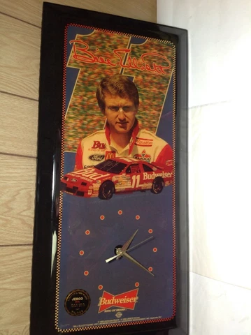 Bill Elliott  Nascar Legend  Budweiser Jebco Wall Clock  23 x 11  Lacquered Cover