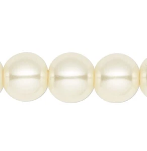 Bead, 2 Strands Ivory 8mm Round Glass Pearl Beads with 1.1-1.4mm Hole  - Picture 1 of 2
