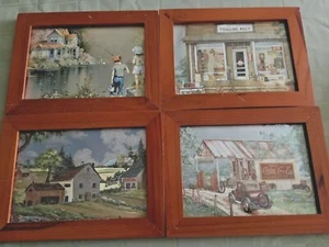 COCA COLA **ALL FOUR** FOIL PRINTS VINTAGE 1990's .. FRAMED AND UNDER GLASS - Picture 1 of 5