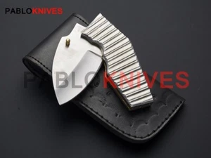 Rare Custom Handmade J2 Steel Mirror Hunting Folding , Outdoor, Survival Knife - Picture 1 of 3