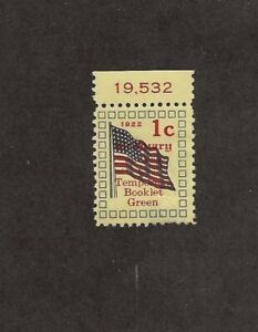 US Booklet Test Stamp?  I have never seen one like this, 1922 MLH Plate Number??