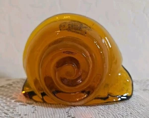 Vintage Blenko Snail Amber Glass Paperweight Art Decor - Picture 1 of 8