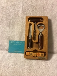 1972 Dice Bar Games Stancraft Wooden genuine Staghorn Handles Set Drinking - Picture 1 of 4