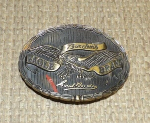 Vintage Borden's Eagle Brand Eagle Oval Solid Bronze Belt Buckle - Picture 1 of 3
