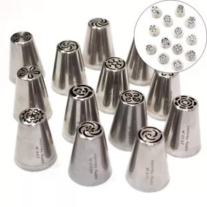 11pcs/set Russian Leaf Flower Icing Piping Nozzle Tips Cake Topper Baking Tools - Picture 1 of 10