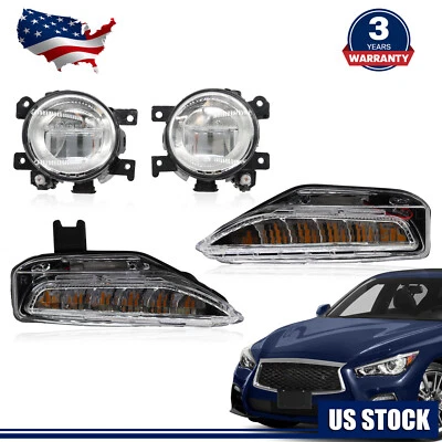 Luz antiniebla parachoques LED luz intermitente 4 piezas para Infiniti Q50 Q50S Sport 2014-2020 Foto 1 de 4