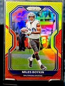 2020 Panini Prizm Red and Yellow Prizm /49 Miles Boykin #40 Ravens, Steelers