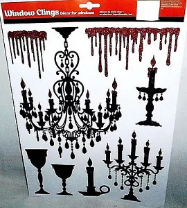 LAMPADARIO, PORTACANDELE E CALICI HALLOWEEN FINESTRA GOCCIOLANTE NEL SANGUE - Foto 1 di 1
