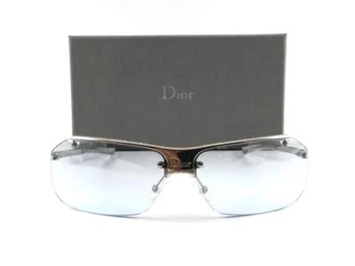 VINTAGE CHRISTIAN DIOR HIT SILVER LIGHT BLUE LENSES 2000 SUNGLASSES AUSTRIA Y2K - Image 1 of 4