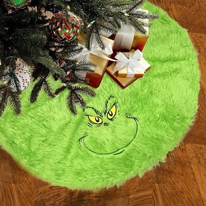 Large 48" GRINCH Christmas Tree Skirt Faux Fur Tree Plush Skirt for Xmas Tree - Picture 1 of 8
