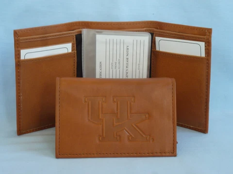KENTUCKY WILDCATS   Leather TriFold Wallet    NEW    brown 2 Cover