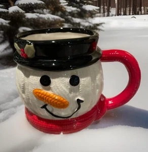 Cracker Barrel Homespun Christmas Snowman Mug • Coffee/Cocoa/Tea Mug #21 - Picture 1 of 4