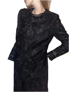 Mr. Blackwell Vintage bestickt Soutache Strass lang schwarz Party KLEID - Bild 1 von 14