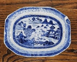 Antique Qing Pre-1800s Chinese Export Blue & White Platter - Picture 1 of 8