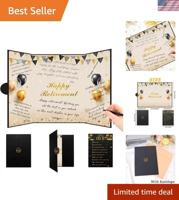 Jumbo Retirement Card Signature Board - Elegant Black & Gold Party Decoration - Image 1 of 4