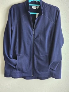 Weekend By Chicos's Ponte Vanessa Midnight Women's Blue Zip Up Jacket. Sz 3 (XL) - Picture 1 of 14
