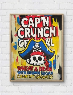 Arte Faris: cereal Cap'n Crunch: lienzo 11x14 único neoexpresionismo moderno Foto 1 de 4