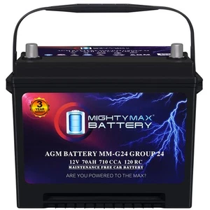 Mighty Max MM-G24F Group Size 24F 12V, 70Ah, 120RC, AGM Replaces Isuzu I-Mark 83 - Picture 1 of 6