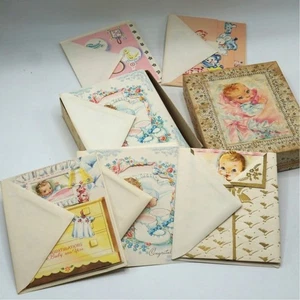 Lotto 14 biglietti auguri anni 40 50 mai usati con buste e scatola - Foto 1 di 4