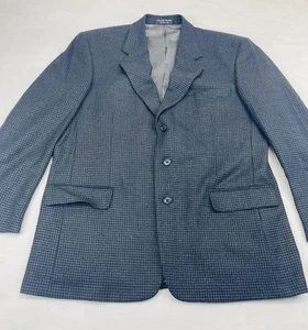 Gianfranco Ruffini Italy Blazer 100% LampsWool Dark Gray Houndstooth Mens SZ 44R - Picture 1 of 12