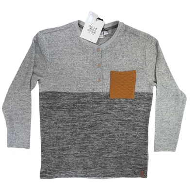 Camisa Henley de manga larga gris jaspeado claro Deux Par Deux talla 12 para niños nueva con etiquetas Foto 1 de 4