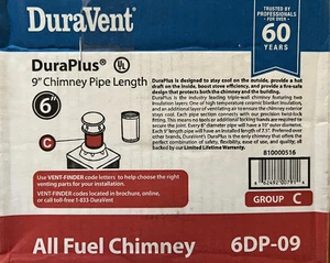 DuraVent 6DP-09 DuraPlus All-Fuel-Schornstein 6 Zoll X 9 Zoll Durchmesser Schornsteinrohr - Bild 1 von 13
