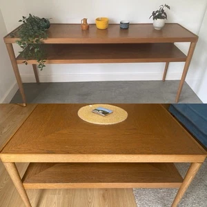Vintage Coffee & Console Table Set - MCM Style Scandi IKEA Stockholm RARE - Picture 1 of 17