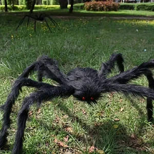 Eine 59 Zoll riesige schwarze Spinne, geeignet für drinnen und draußen Halloween Deko - Bild 1 von 7
