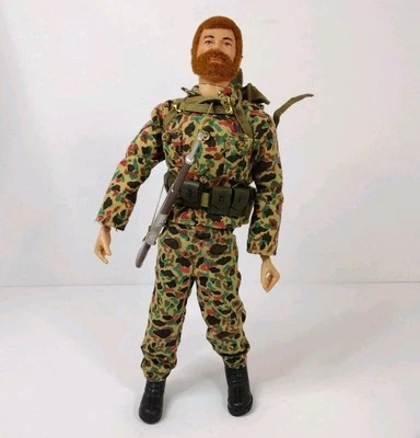 Vintage 1966 12" G.I. Boneco camuflado completo Joe cabelo flocado vermelho barba cicatriz - Imagem 1 de 4