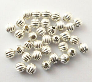 250 Pcs 3mm Corrugated Round Bead Sterling Silver Plated Jewelry