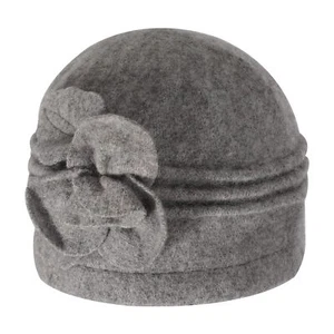 Women Wool Cloche Bucket Hat 1920s Vintage Dress Winter Hats with Flower Acce... - Picture 1 of 7
